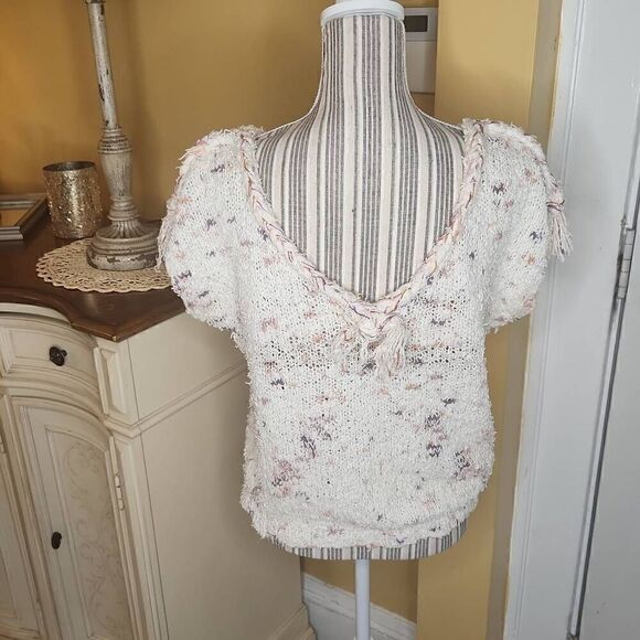 Beautiful handmade knitted cream sweater women's size L - Picture 4 of 4